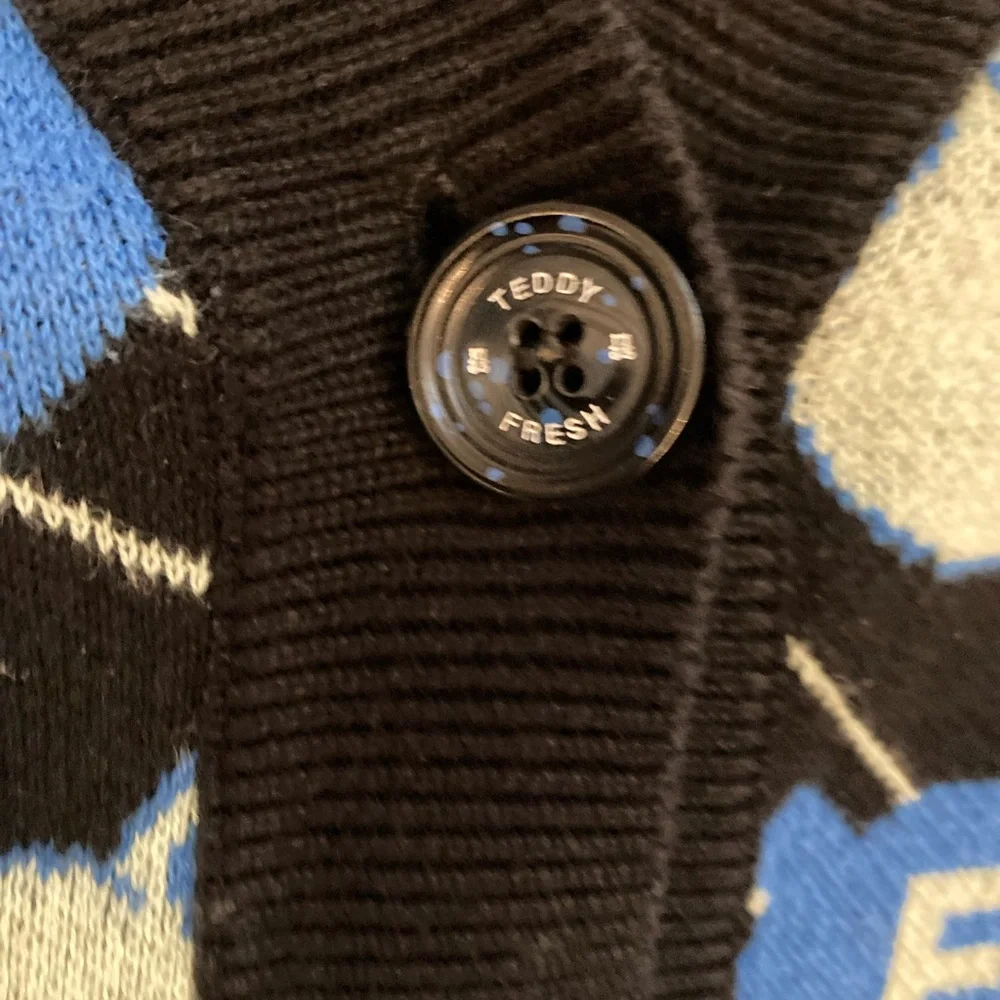 Teddy Fresh x Care Bears Diamond Cardigan Sweater Jacquard EUC Unisex XL